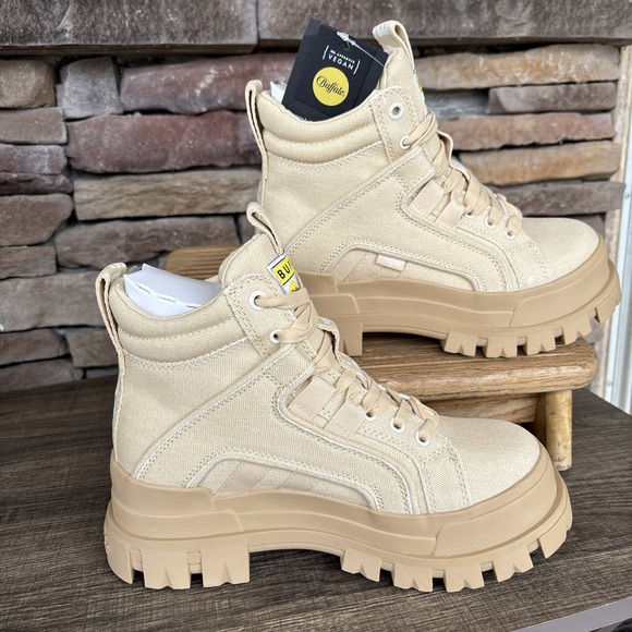 Buffalo Aspha Nc Mid Warm Vegan Womens Fashion/Hiking Boots in Beige 6.5 US